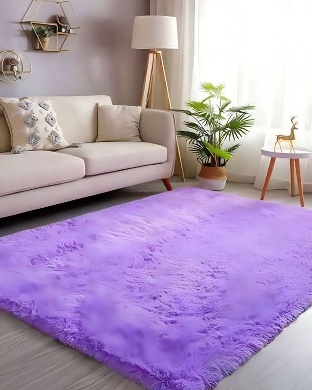 Alfombra peluda Suave 180 x 200 cm Primera Calidad Lila-1