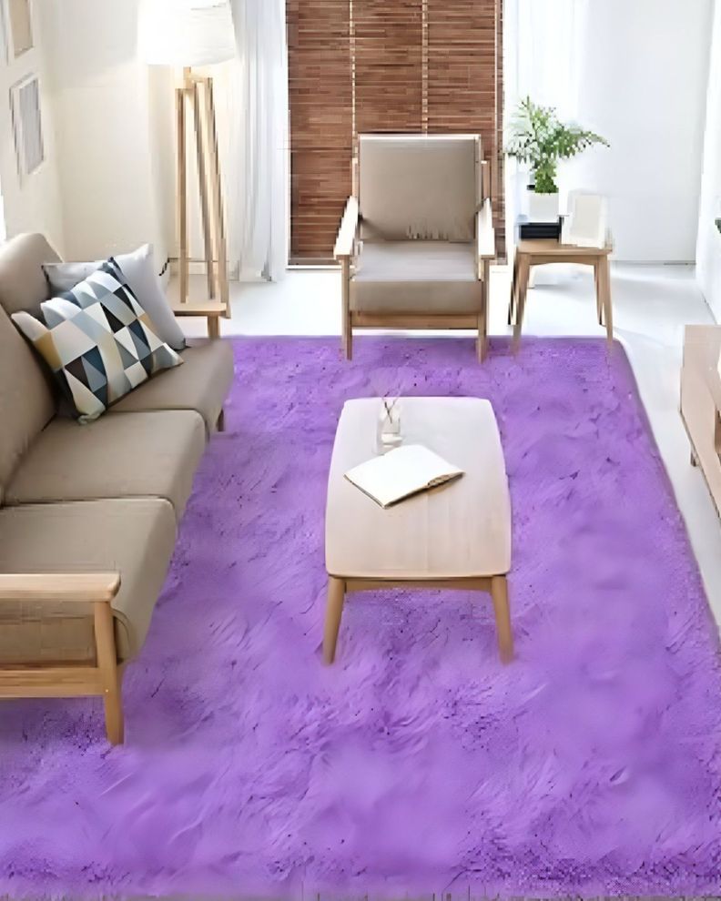 Alfombra peluda Suave 180 x 200 cm Primera Calidad Lila-2