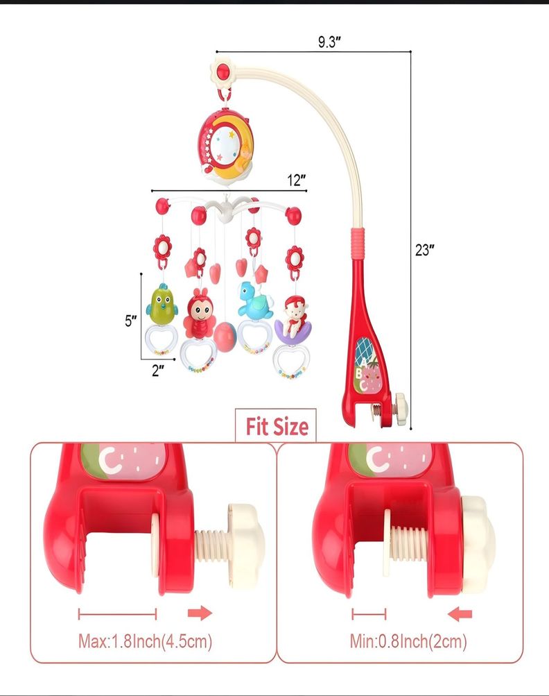 MOVIL Rojo cuna bebé MUSICAL con Control y Luz 21n10-2