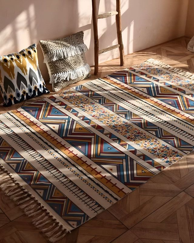 ALFOMBRA DE LINO RESISTENTE 160 X 200 CON FLECOS f05-2