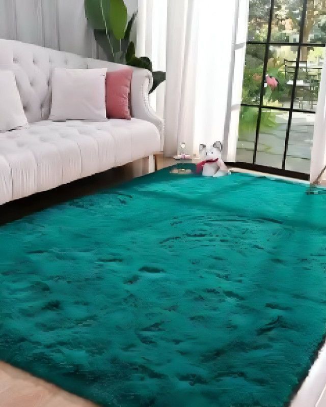 Alfombra peluda Suave 180 x 200 cm Primera Calidad Turquesa-2