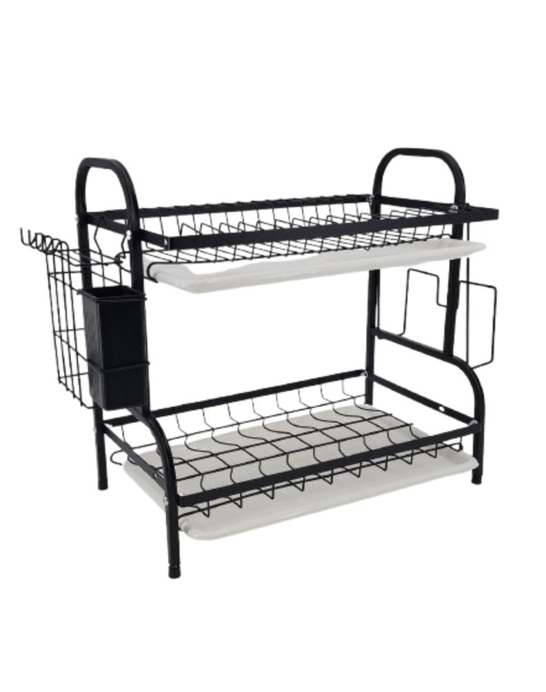 Organizador Escurridor de Loza 2 Niveles Negro Metal-0