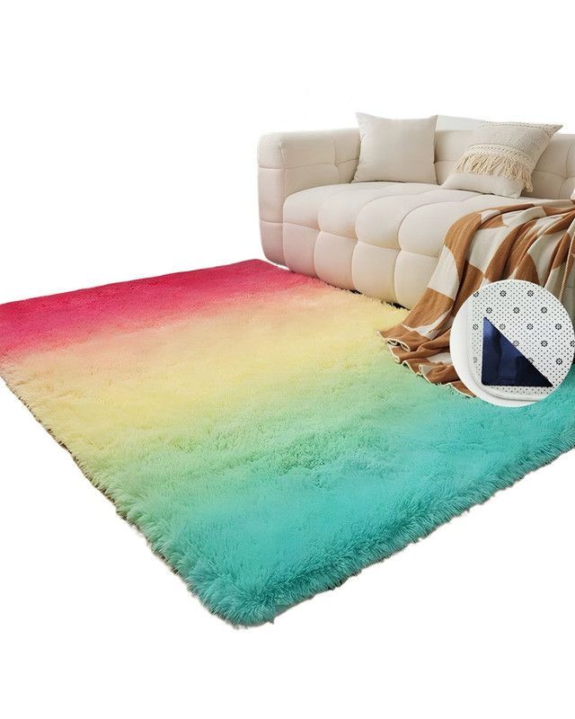 Alfombra peluda Suave 180 x 200 cm Primera Calidad Multicolor-0