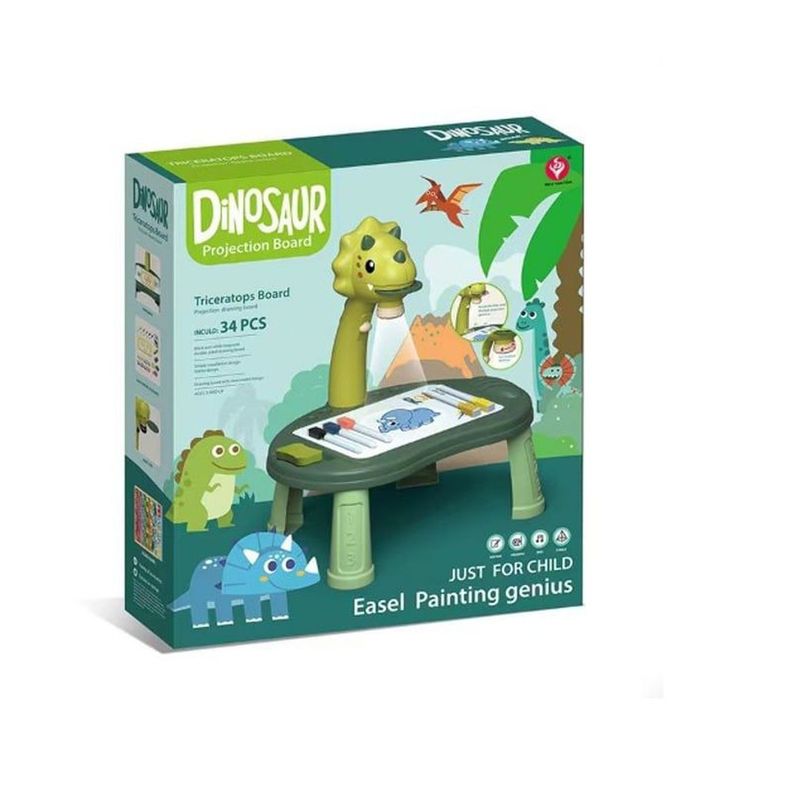 Mesa De Dibujo Con Proyector Y Sonido - Dinosaurio Verde-1