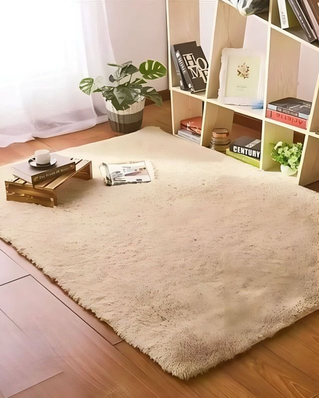 Alfombra peluda Suave 180 x 200 cm Primera Calidad Beige-1