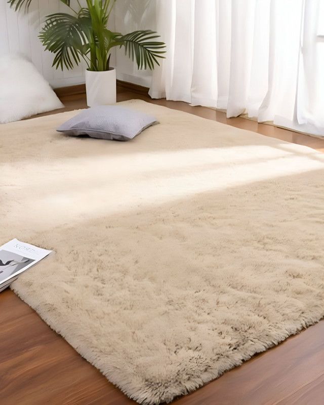 Alfombra peluda Suave 180 x 200 cm Primera Calidad Beige-2
