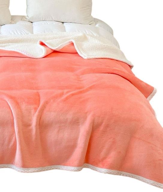 FRAZADA PARA INVIERNO CON CHIPORRO 2 PLAZA COLOR CORAL-1