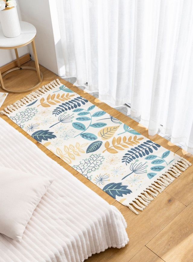 BAJADA DE CAMA O DE PASILLO MATERIAL DE LINO 60 X 130 CM-2
