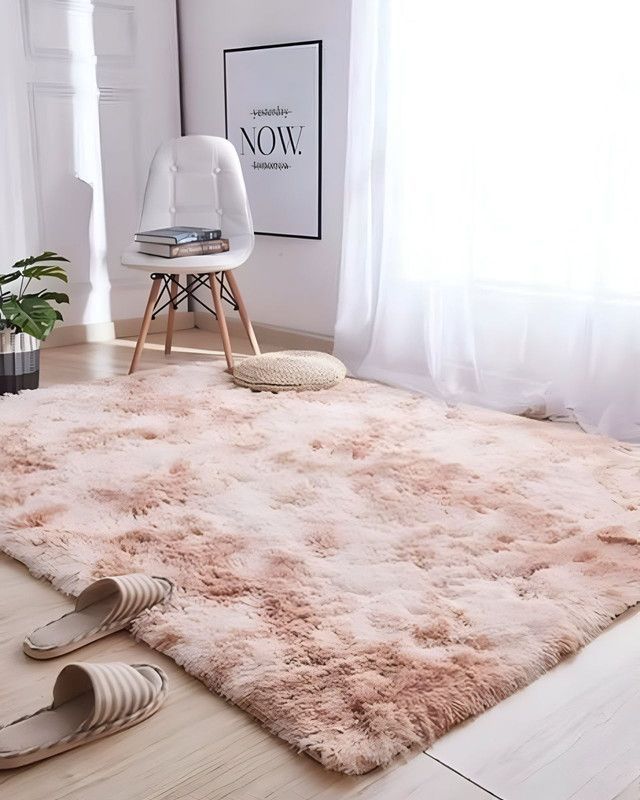 Alfombra peluda Suave 180 x 200 cm Primera Calidad Beige Jaspeado-3
