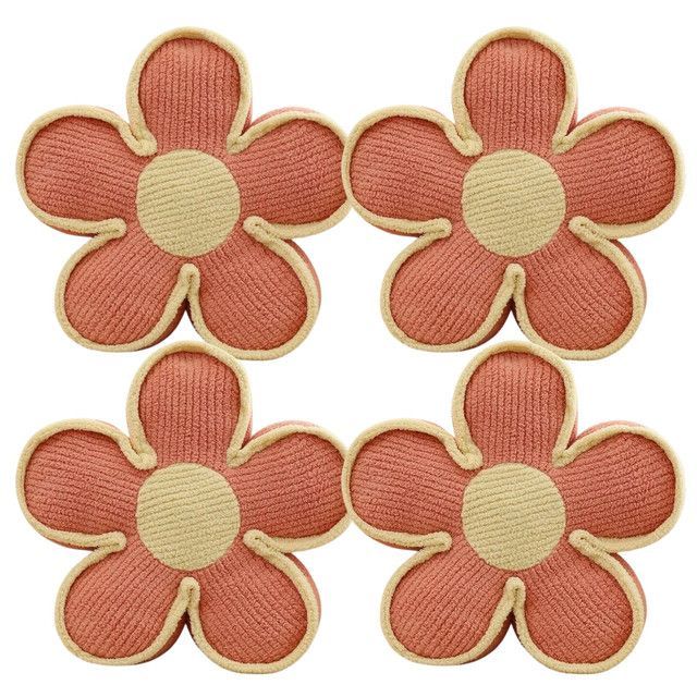 SET DE 4 COJINES DISEÑO FLOR COLOR ROSADO-2