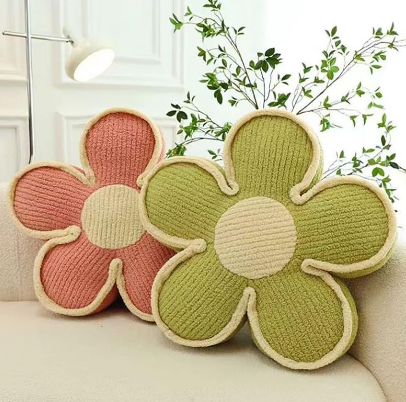 SET DE 2 COJINES DISEÑO FLOR COLOR ROSADO/VERDE-0