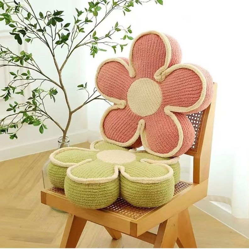 SET DE 2 COJINES DISEÑO FLOR COLOR ROSADO/VERDE-1