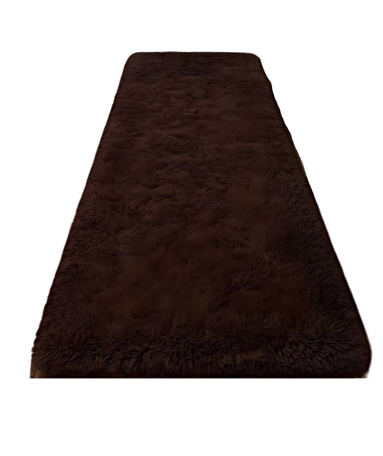 Alfombra peluda pasillera liviana 70x150 ultra suave CAFÉ-0
