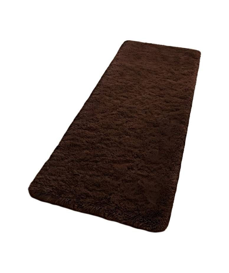 Alfombra peluda pasillera liviana 70x150 ultra suave CAFÉ-1