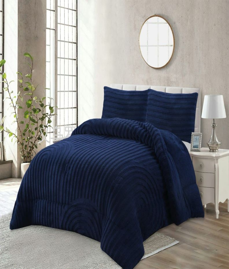 COBERTOR GRUESO PARA INVIERNO KING - SUPER KING AZUL-2