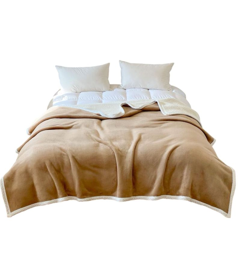FRAZADA PARA INVIERNO CON CHIPORRO 2 PLAZA BEIGE-0