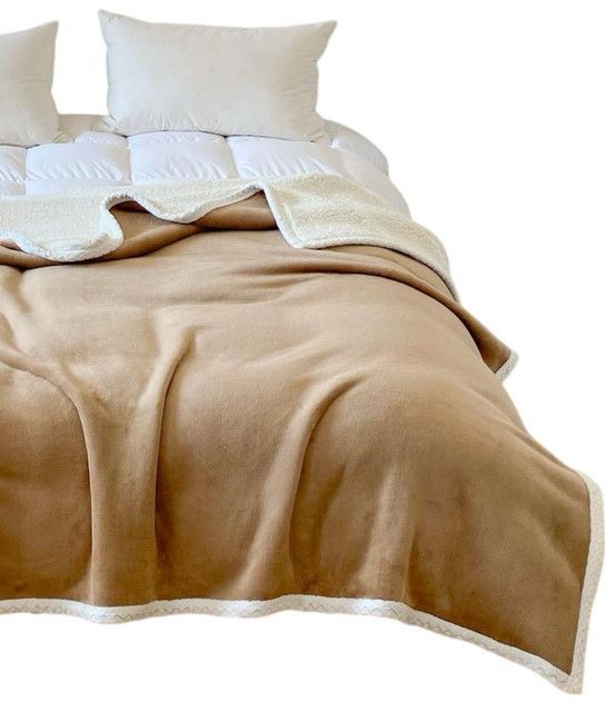 FRAZADA PARA INVIERNO CON CHIPORRO 2 PLAZA BEIGE-1