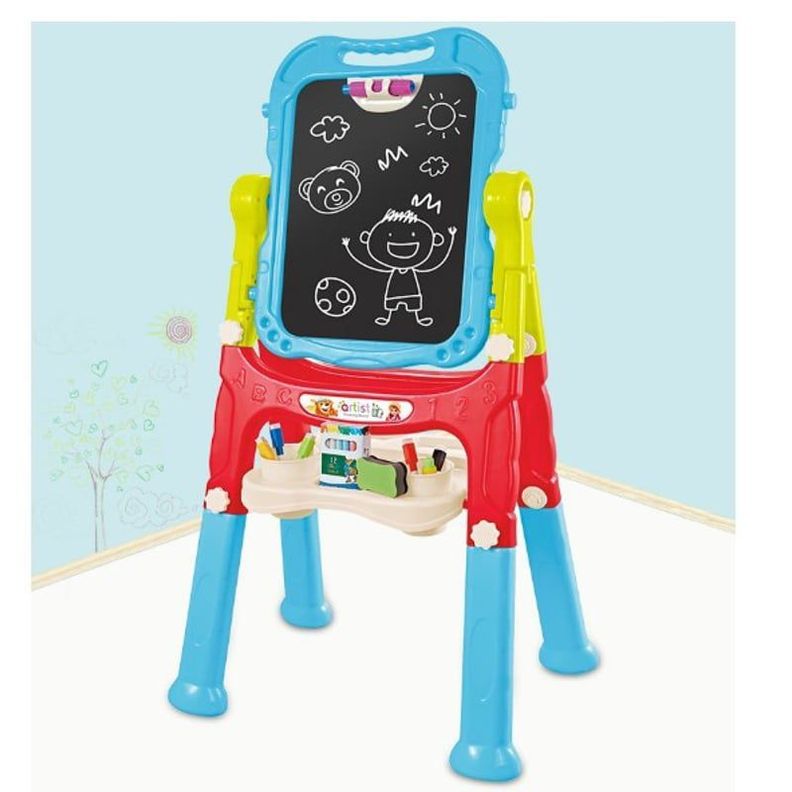 PIZARRA MAGNÉTICA DOBLE CARA PARA NIÑOS  AZUL-0