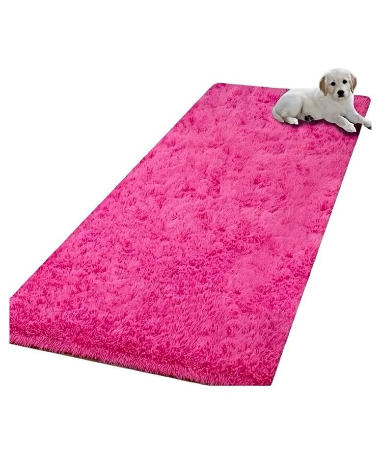 Alfombra peluda pasillera liviana 70x150 ultra suave FUCSIA-0
