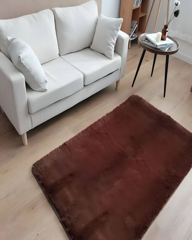 Alfombra peluda Suave 240 x 200 cm Primera Calidad Café-0