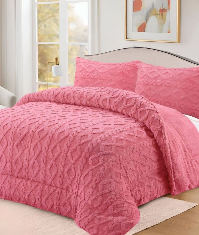 COBERTOR GRUESO PARA INVIERNO KING - SUPER ROSA -02-2
