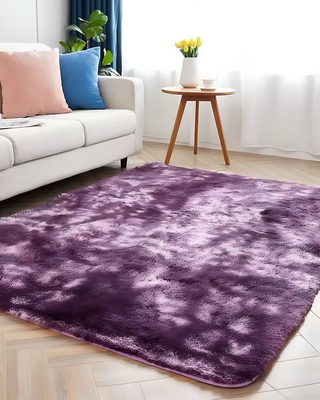 Alfombra peluda Suave 180 x 200 cm Primera Calidad Violeta-0