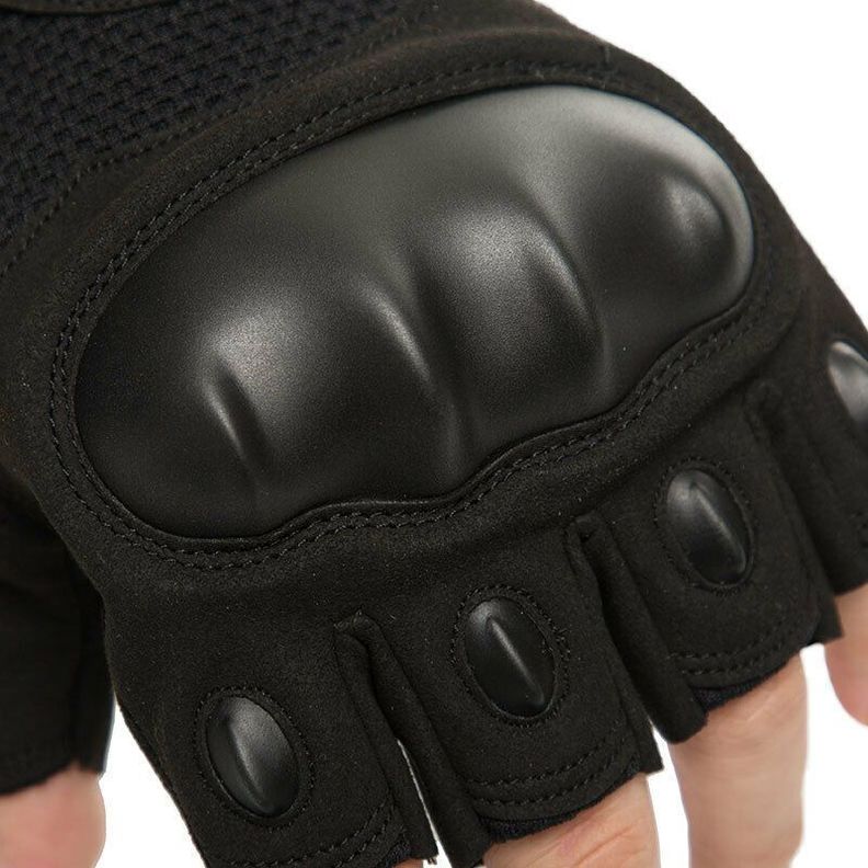 GUANTES TÁCTICOS MEDIO DEDO NEGRO-1