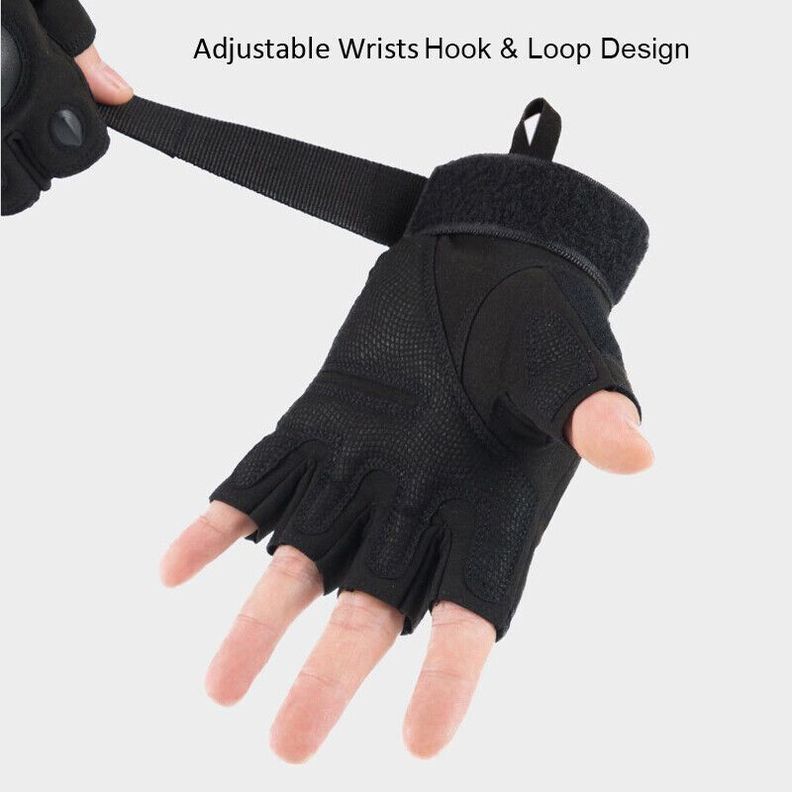 GUANTES TÁCTICOS MEDIO DEDO NEGRO-2