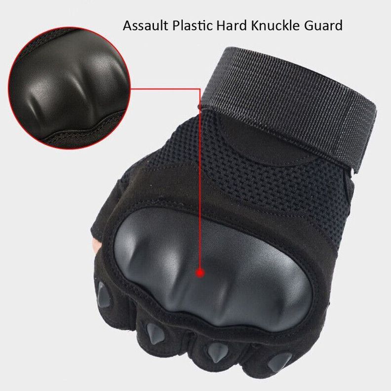GUANTES TÁCTICOS MEDIO DEDO NEGRO-4