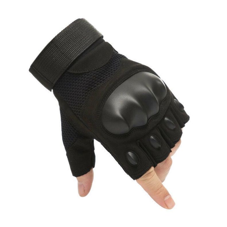 GUANTES TÁCTICOS MEDIO DEDO NEGRO-6