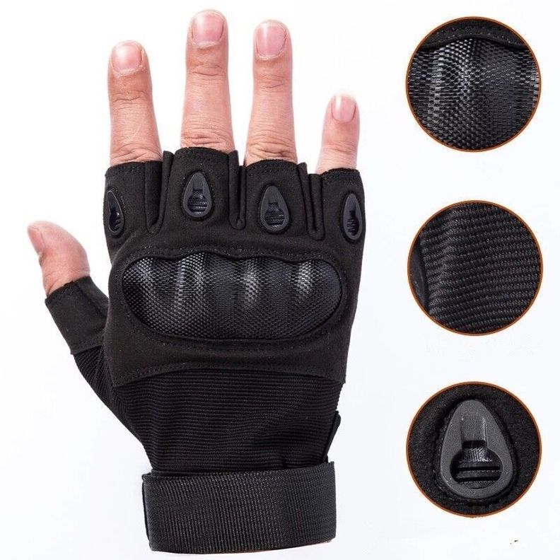GUANTES TÁCTICOS MEDIOS DEDOS - MODELO RUGOSO-0