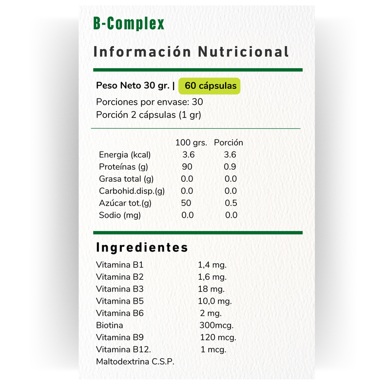 2 X B-COMPLEX COMPLEJO B 500MG 60 CAPSULAS VITAMINA GREEN-1