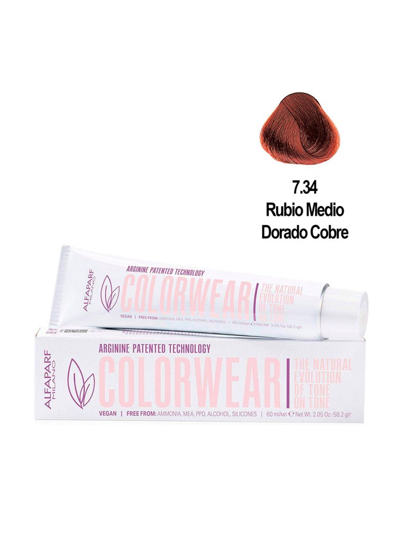 Kit 6 Tintura Vegana Color Wear N°7.34 Alfaparf + 6 agua 20V-2