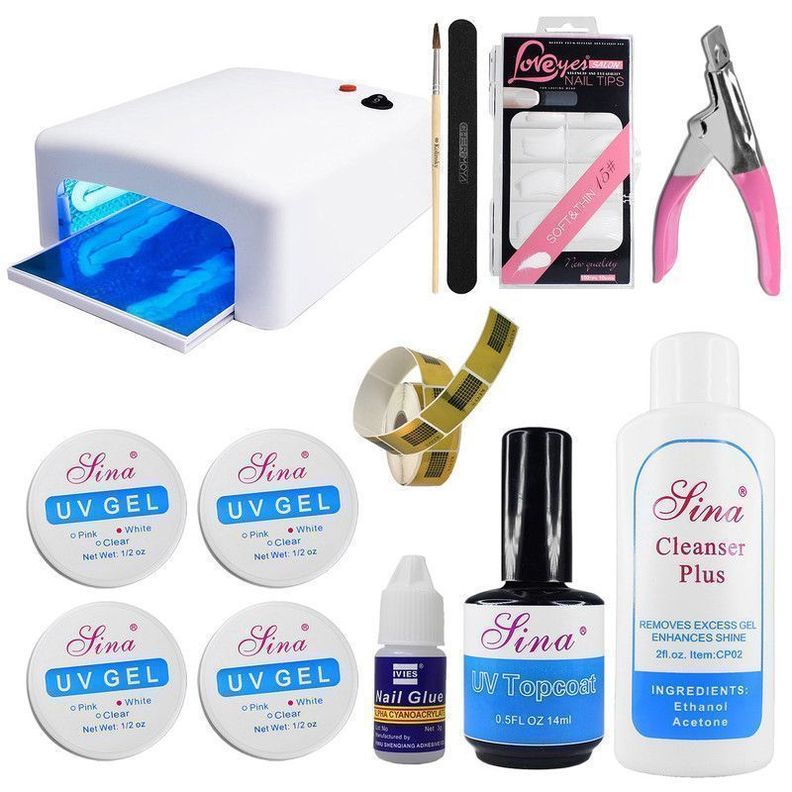 Kit Completo Uñas Gel Uv + Lámpara 36W-0