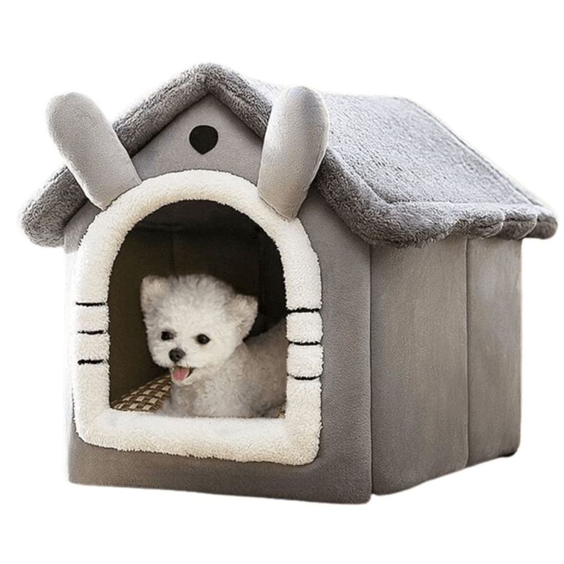 Casa Para Mascotas Calida De Interior Forrada En Felpa-0