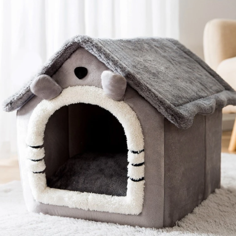 Casa Para Mascotas Calida De Interior Forrada En Felpa-2