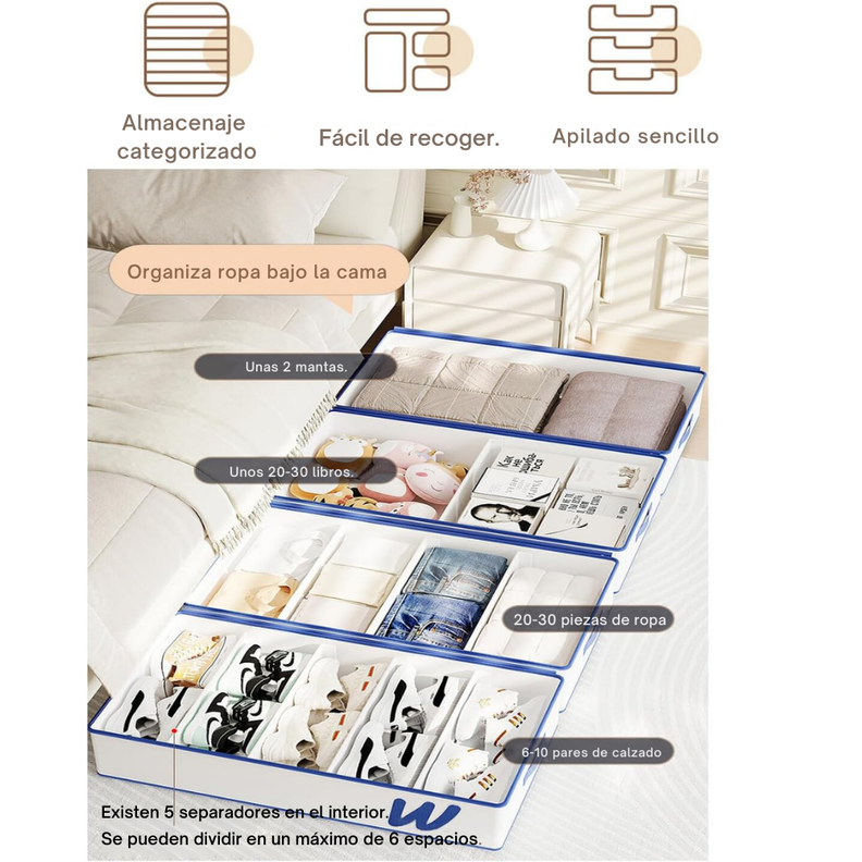 Organizador De Ropa Plegable Bajo Cama 60x33CM Impermeable-6