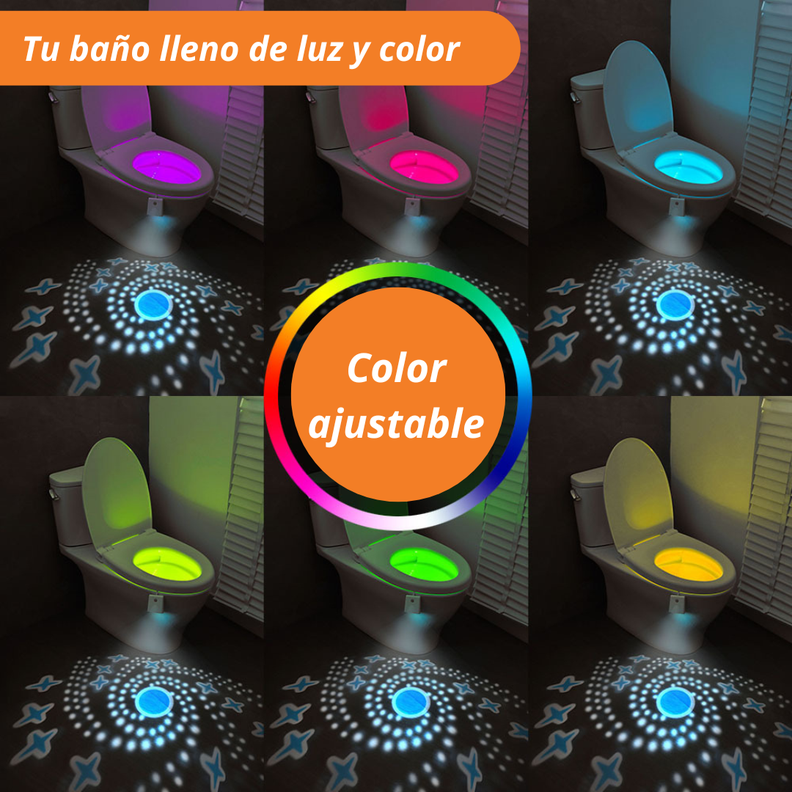 Luz Led Nocturna Para Baño Inodoro Sensor Color Ajustable-2
