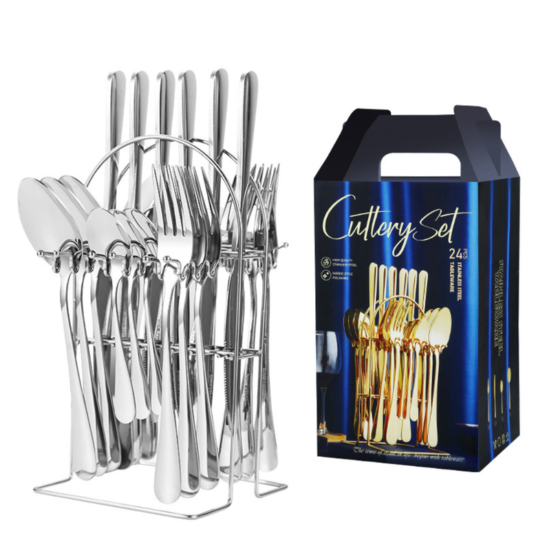 Set De 24 Cubiertos De Acero Inoxidable Deluxe-0
