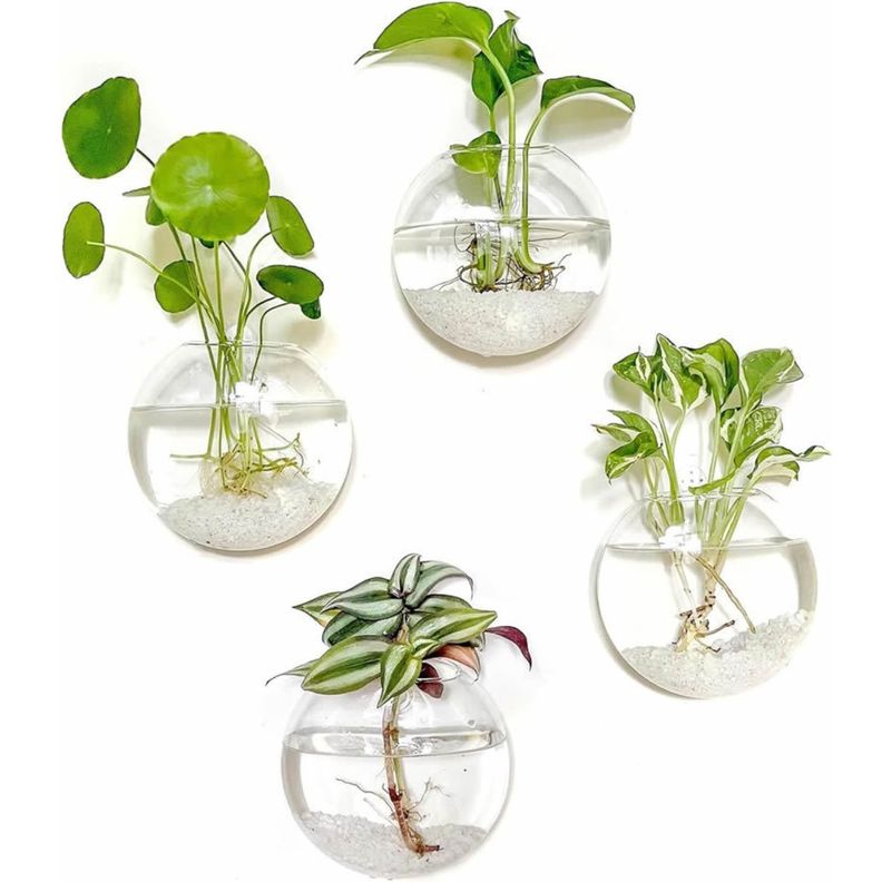 Pack 2 Macetas De Vidrio Colgante Transparente Pared 13cm-2