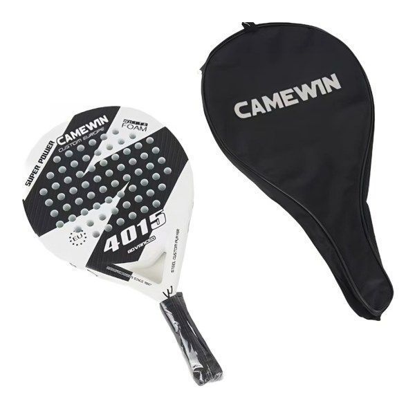 Pala Padel Carbono Híbrido 38mm Con Bolso Deporte Playa - Blanco-0