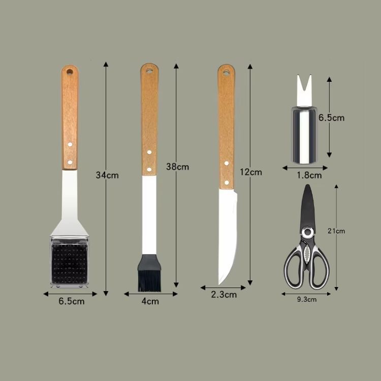 Set De 18 Piezas Utensilios Parrillero Asado Acero Inoxidable-3