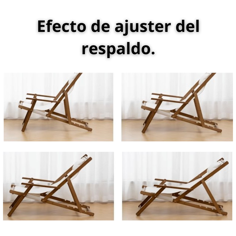 Silla De Playa Reposera Plegable De Lona Y Madera Exteriores-1