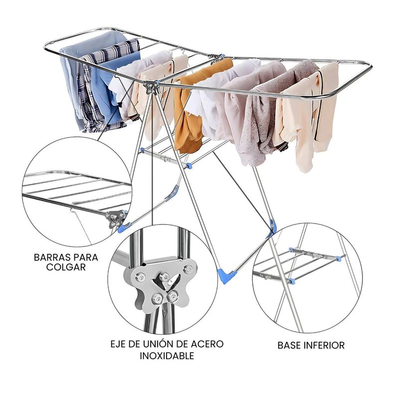 Tendedero Plegable Para Ropa Metálico Colgadero 150 CM-5