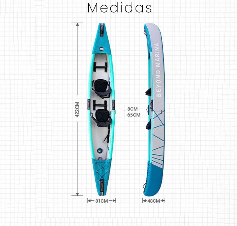 Kayak Doble Inflable Canoa + Kit Multiuso-4