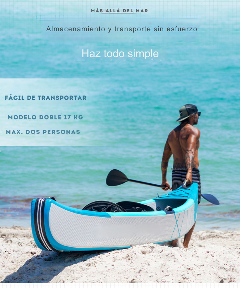 Kayak Doble Inflable Canoa + Kit Multiuso-5