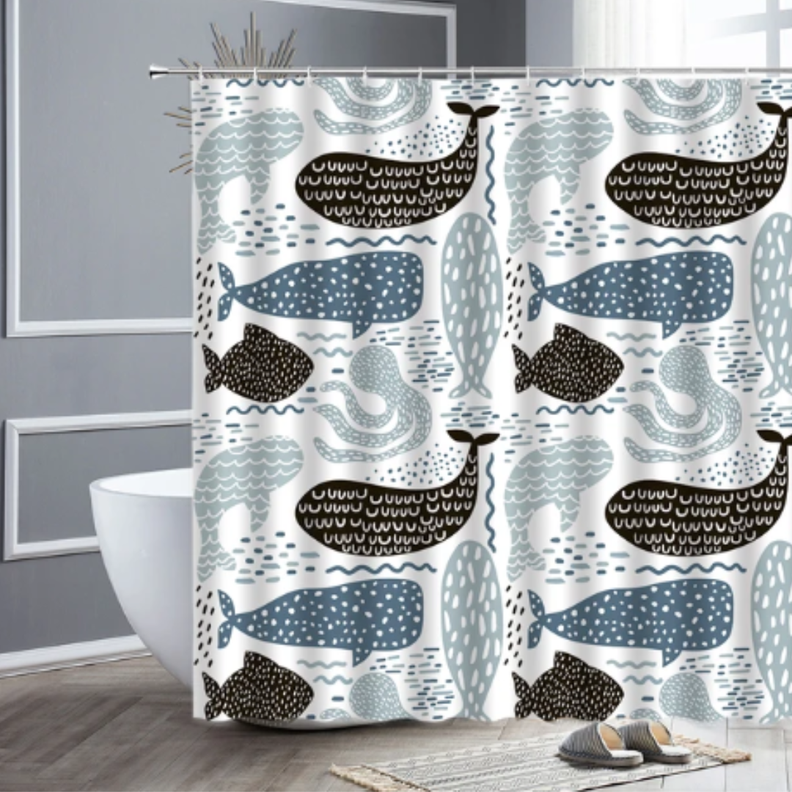 Cortina De Baño Para Ducha Impermeable Con Diseño 180x150 Cm-1