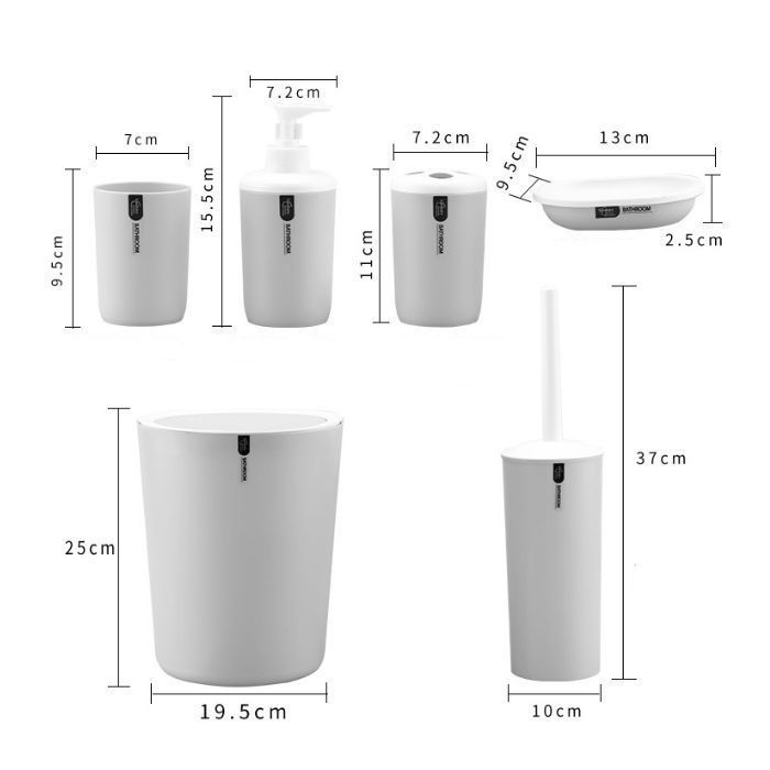 Juego De Baño De 6 Piezas Accesorios Blanco-1