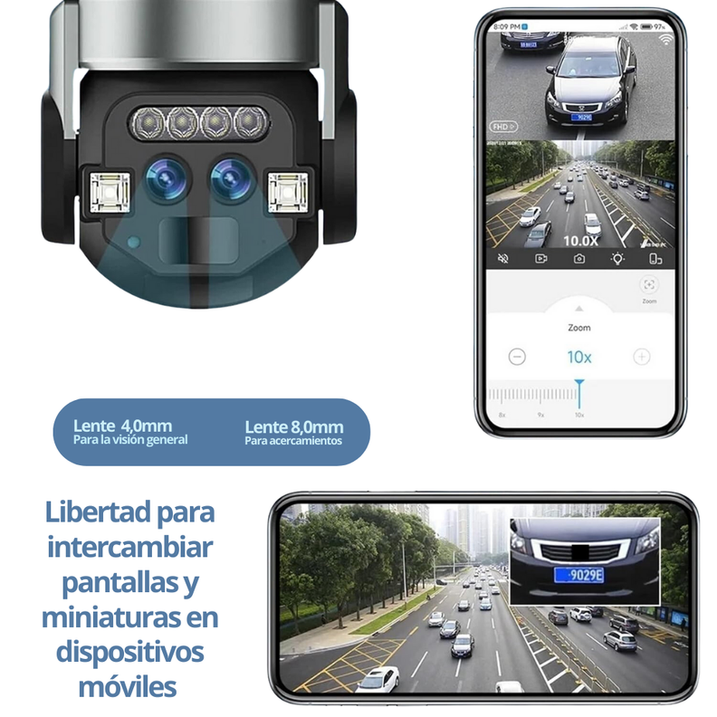 Cámara De Vigilancia Exterior Doble Lente Wifi 6MP Zoom 10x-3