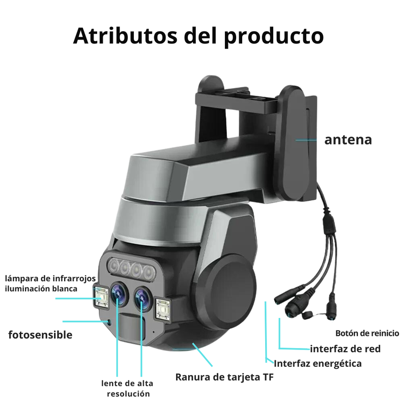 Cámara De Vigilancia Exterior Doble Lente Wifi 6MP Zoom 10x-5